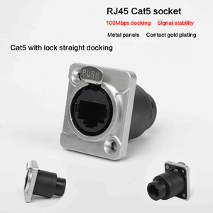 Conector <span class=keywords><strong>de</strong></span> <span class=keywords><strong>Red</strong></span> <span class=keywords><strong>RJ45</strong></span> CAT5, Adaptador Ethernet Hembra para Montaje en Panel, Conector Tipo D Metálico - Product Image 3