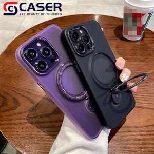 Chất lượng cao Matte Nhẫn Chủ từ trường hợp điện thoại màu rắn điện thoại di động bìa cho iPhone 16 14 máy ảnh Protector Hot Bán - Product Image 1