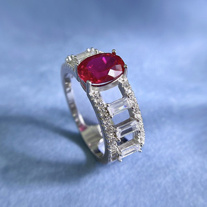 Rombo gioielli in oro nuovo S925 argento piccione rosso sangue 6*8mm anello ovale moda Casual luce di lusso taglio in personalità di tendenza - Product Image 4