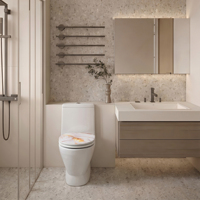 Couvre-siège de toilette moderne en bois avec motif doré Copriwater