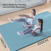 Tapis de yoga double, 12 mm d'épaisseur, 200 cm de large, en élastomère thermoplastique, avec sangle élastique pour la danse et le fitness en famille (parent-enfant)