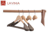 Gantungan Baju Kayu Custom Lavinia, Gantungan Pakaian Beludru Anti Selip, Penyimpanan Lemari, Gantungan Baju Kayu Bahu Lebar