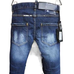 Jeans en denim stretch déchiré, coupe slim, délavé moyen, style Y2K hip-hop, décontracté, pour homme, tissu tissé - Product Image 3