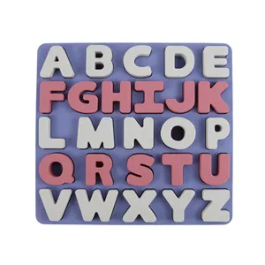Писсинг изготовленный на заказ Силикон Цвет Детские игрушка Монтессори буквы алфавита доска 3D Пазлы образовательные сенсорные игрушки