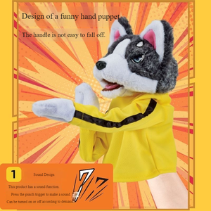 Article populaire : Jouet en peluche Husky de dessin animé, style Kung Fu, écologique, imperméable, interactif, marionnette à main, couineur, excellent pour l'hiver, pour animaux de compagnie - Product Image 3