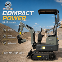Mini-excavatrice Fulcore Euro V, émissions conformes CE ISO9001, faible consommation de carburant, pour travaux agricoles, vergers et terrassement.