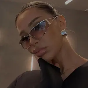 UNOC Fashion Women Hollow Frame Sun Glasses Shades Gun Metal Gold Sunglasses 2024 Gafas De Sol