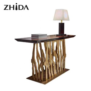 <span class=keywords><strong>Console</strong></span> de luxe en métal doré et noir, style européen, table de salon, couleur gris argenté, modèle en marbre <span class=keywords><strong>baroque</strong></span> - Product Image 6