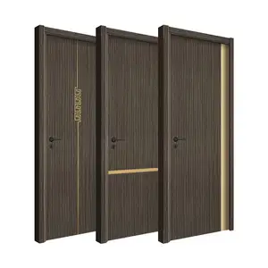 Factory Melamine Door MDF WPC PVC Bathroom Door Hotel Modern Wooden Prehung Interior Door For Houses