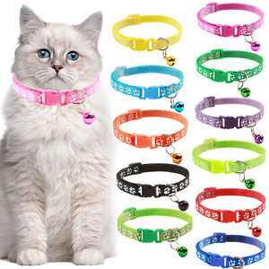 Cat <b>Collar</b> With Bell Adjustable Size For Pets Cartoon Style All Seasons Medium Breed - Product Image 1