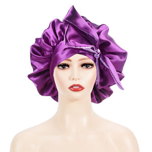 بونيه ساتان طويل للنساء, بونيه من الساتان بلون واحد ، بونيه طويل يمكن عكسه ، للنساء ، غطاء رأس عريض النطاق ، طبقة مزدوجة من الساتان مع شعار ، بسعر الجملة - Product Image 4