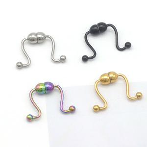 Anillo Nasal Magnético de Acero Inoxidable, Sin Perforación, Forma de Bola, Clip Nasal, Joyería, Plata, Oro, Oro Rosa, Negro, Arcoíris - Product Image 3