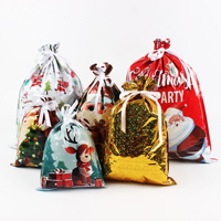 Sac en plastique OPP pour bonbons de Noël, sac à cordon de Noël, pochette pour biscuits