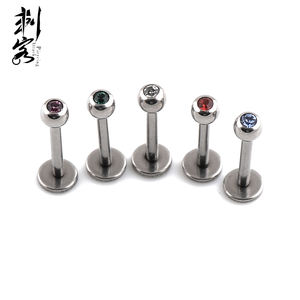 เครื่องประดับเจาะร่างกาย<span class=keywords><strong>ไท</strong></span>เทเนียมแบบเกลียวนอกตั้ง CZ labret - Product Image 3
