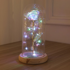 Romantico LED Flower Night Light Eternal Rose Glass paralume Christmas Valentine Holiday Gift Table Night Lamp - Product Image 2