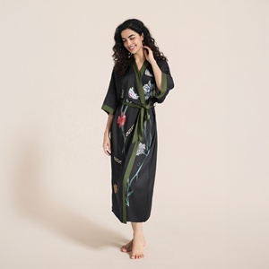 Vestaglia Estiva Lunga Taglie Forti per <span class=keywords><strong>Donna</strong></span>, <span class=keywords><strong>Pigiama</strong></span> <span class=keywords><strong>Leggero</strong></span> in Raso di Seta - Product Image 3