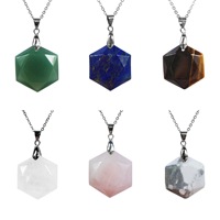 Collier pendentif hexagramme en pierres de guérison (obsidienne, améthyste, quartz rose, œil de tigre) pour hommes et femmes, bijoux en pierres précieuses