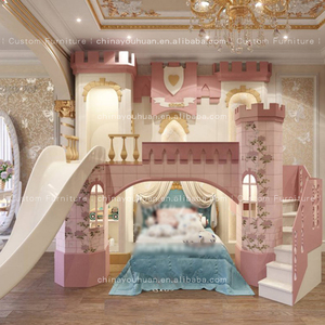 Letto a Castello Principessa in Stile Europeo con Scivolo, Castello dei Sogni Rosa, Personalizzabile con Letto Superiore e Inferiore Sfalsati - Product Image 2