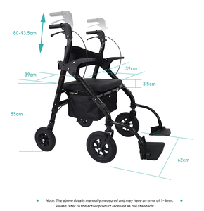 Alat Bantu Jalan Multifungsi untuk Lansia, Perlengkapan Terapi Rehabilitasi, Rollator Ringan Berbahan Aluminium dengan Kursi - Product Image 2