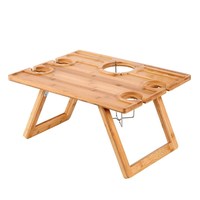 Plateau à fromage de collation d'intérieur de haute qualité, Table de pique-nique pliante en bambou Portable d'extérieur avec vin de Champagne et support en verre