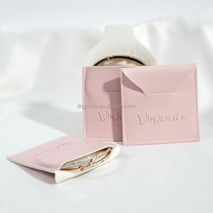 Custom Embossed logo pink Luxury <b>Envelope</b> Camera Watch <b>Gift</b> Jewellery Bag Waterproof Pu Leather Jewelry Pouch - Product Image 5