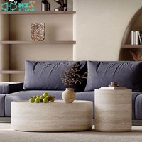 Table basse ronde convertible HZX en FRP - Meuble moderne pour salon et entrée, utilisation mobile pour bureau à domicile, durable et écologique