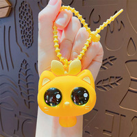 Porte-clés 3D en silicone en forme de chat de dessin animé créatif avec grands yeux, design anti-stress, pendentif tendance, cadeau pour sacs de couples