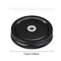 Bouchons de fer blanc noirs à visser de 70 mm avec trou pour paille pour bocaux Mason - Vente en gros