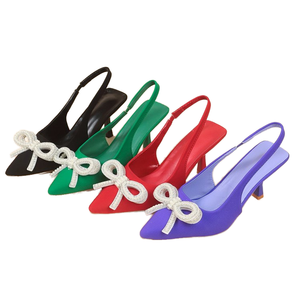 Black <b>Heels</b> Summer Spring Autumn Comfort Bowknot High-heeled Stiletto Sandals <b>Red</b> Open-toe Pu Upper Designer <b>Heels</b> - Product Image 2