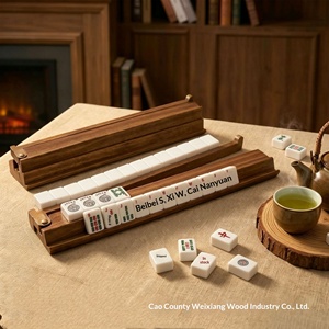 Mini Porta Tessere Mahjong in Legno Stile Retrò - Portatile e Compatto per Campeggio e Dormitorio, Design Carino - Product Image 2