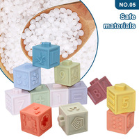 Ensemble de blocs de construction numériques en caoutchouc souple personnalisés de 12 pièces, jeu d'empilage Montessori