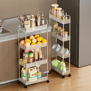 Supporto per organizer per la casa da <span class=keywords><strong>cucina</strong></span> in PET <span class=keywords><strong>trasparente</strong></span> di lusso leggero decorativo a 3 livelli con ruote - Product Image 2