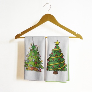 Serviettes de cuisine amusantes en polyester gaufré, réutilisables, lavables, pour Pâques, Noël, la Saint-Valentin, la boulangerie, la vaisselle et le thé, avec motifs de sublimation - Product Image 1