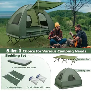 Tragbares 2-Personen-Campingbett, Faltbares Erhöhtes Feldbett-Zelt für den Außenbereich, Campingzelt mit Bett - Product Image 3