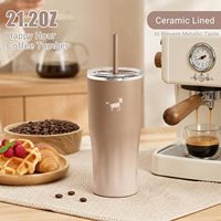 Gobelet isotherme en acier inoxydable avec revêtement en céramique, double paroi, isolation sous vide, tasse à café de voyage avec deux couvercles anti-fuite, porte-gobelet pour voiture