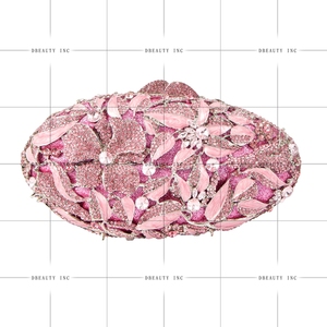 Bolso de mano exquisito con diamantes de imitación florales para mujer, con cadena extraíble, bolso de noche de cristal, bolso brillante para fiesta de cumpleaños - Product Image 2