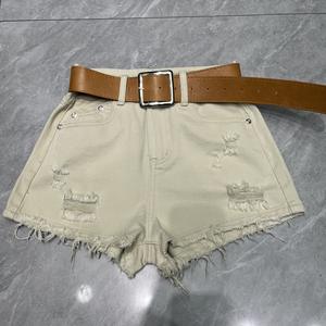 Shorts en <span class=keywords><strong>jean</strong></span> évasés délavés et effilochés style rétro 2026 pour <span class=keywords><strong>femme</strong></span>, en coton épais - Product Image 3