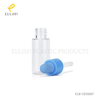 Flacon compte-gouttes transparent en PET de 5 ml avec bouchon en plastique bleu pour huile essentielle