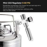 Régulateur de charge de bonbonne en alliage d'aluminium certifié 0-60 PSI, mini-régulateur de CO2 portable avec filetage 3/8 pouces et ensemble de raccords à bille pour pique-nique