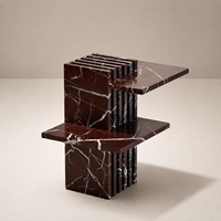 Table d'appoint en marbre rouge Rosso Levanto naturel pour canapés et salons de luxe