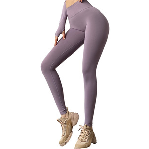 Nouveaux leggings de yoga taille haute sans couture, effet fesses galbées, couleur pêche nude, pour le sport et le fitness en extérieur, pour femme - Product Image 1
