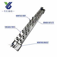 Collecteur de fluides industriel en acier inoxydable avec ports filetés pour circuit de refroidissement et tuyauterie de processus