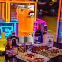 ONE Factory Tourne à bière lumineuse à LED en acrylique de qualité commerciale, personnalisable, haut de gamme, pour fût de bar 3L/2L, 2 robinets, Lithium 3