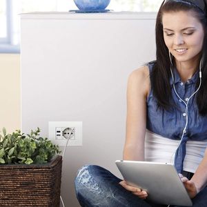 4 prises murales Schuko P40 avec port USB Type C 3.0A, plastique blanc, mise à la terre standard, 230V - Product Image 6