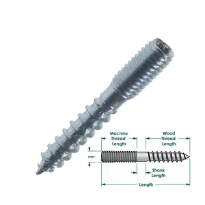 ไม้ - Dowels โลหะแขวนสลักเกลียวคู่ด้ายสกรูเฟอร์นิเจอร์