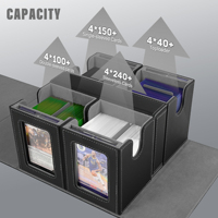 Boîte de rangement pour cartes Yugioh TCG en cuir PU personnalisé, écologique, coins arrondis, estampage à chaud or, couvercle amovible, design à chargement latéral