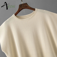 T-shirt ample à col rond et pantalon large décontracté de couleurs unies pour le printemps et l'été Ensemble 2 pièces en tricot pour femmes