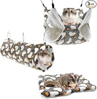 Ensemble de 3 hamacs suspendus pour petits animaux, tunnel et lit, tapis de nid chaud, accessoires de cage pour petauh, furet, cochon d'Inde