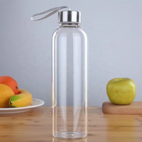 Vente chaude, logo personnalisé, bouteilles en verre transparentes portables pour le sport, 500 ml, 750 ml, 1000 ml, pour l'eau et le jus, avec bouchon à vis