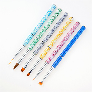 Pinceau plat synthétique pour nail art, à virole ondulée, en forme d'éventail, pour la sculpture de cristaux et la conception de motifs en gel UV - Product Image 1